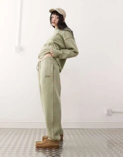 Reclaimed Vintage Contrast Stitch Balloon Joggers Co-ord For Women Sage -Closet Theory Her 207950508 1 sage 1