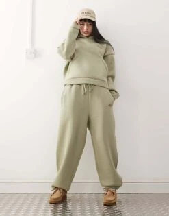 Reclaimed Vintage Contrast Stitch Balloon Joggers Co-ord For Women Sage -Closet Theory Her 207950508 2