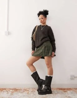 Reclaimed Vintage Mini Skort In Check For Women