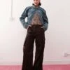 Reclaimed Vintage Cargo Trouser With Front Splits And Pocket Detail In Brown For Women -Closet Theory Her 207952208 1 brown