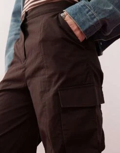 Reclaimed Vintage Cargo Trouser With Front Splits And Pocket Detail In Brown For Women -Closet Theory Her 207952208 3