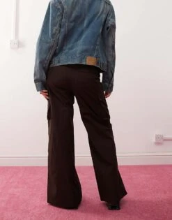 Reclaimed Vintage Cargo Trouser With Front Splits And Pocket Detail In Brown For Women -Closet Theory Her 207952208 4