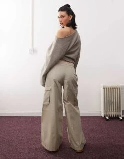 Reclaimed Vintage Baggy Cargo Trouser With Pocket Details In Beige For Women -Closet Theory Her 207952214 3