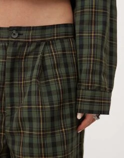 Reclaimed Vintage Unisex Wide Leg Trouser With White Stripe In Green Check For Unisex -Closet Theory Her 207952227 5