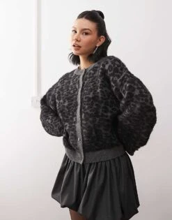 Reclaimed Vintage Brushed Cardigan In Leopard Print For Unisex -Closet Theory Her 207962341 1 leopardprint 1