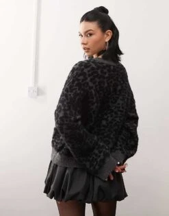 Reclaimed Vintage Brushed Cardigan In Leopard Print For Unisex -Closet Theory Her 207962341 4