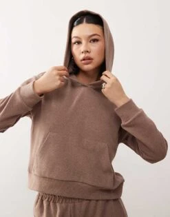 Reclaimed Vintage Supersoft Cosy Hoodie And Wide Leg Jogger Co Ord In Brown -Closet Theory Her 207964316 1 brown