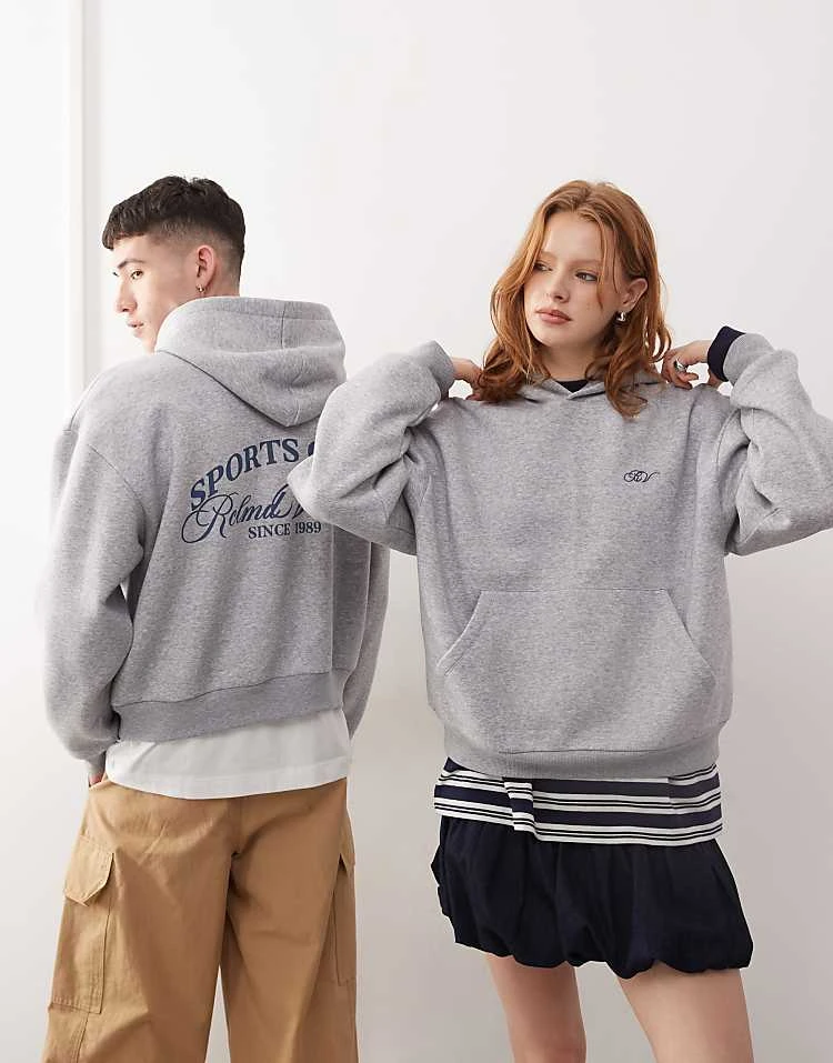 Reclaimed Vintage Unisex Hoodie With Back Logo In Grey Marl For Unisex 3 Reclaimed Vintage Unisex Hoodie With Back Logo In Grey Marl For Unisex