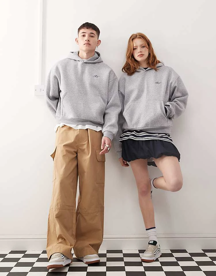 Reclaimed Vintage Unisex Hoodie With Back Logo In Grey Marl For Unisex 4 Reclaimed Vintage Unisex Hoodie With Back Logo In Grey Marl For Unisex - Image 2