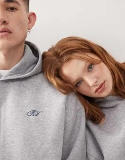 Reclaimed Vintage Unisex Hoodie With Back Logo In Grey Marl For Unisex 9 Reclaimed Vintage Unisex Hoodie With Back Logo In Grey Marl For Unisex -Closet Theory Her 207968920 3