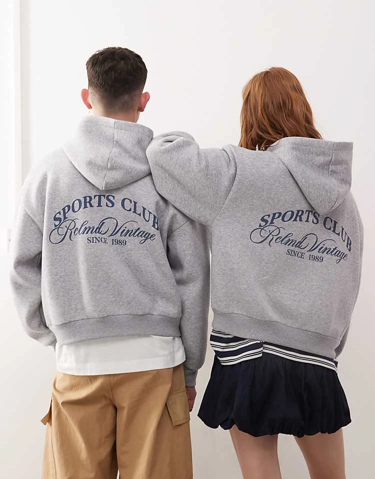 Reclaimed Vintage Unisex Hoodie With Back Logo In Grey Marl For Unisex 6 Reclaimed Vintage Unisex Hoodie With Back Logo In Grey Marl For Unisex - Image 4