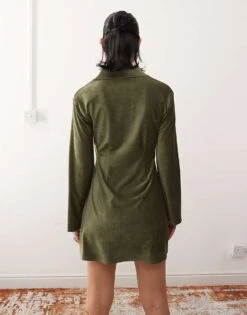 Reclaimed Vintage Cord Mini Shirt Dress In Green For Women -Closet Theory Her 207968921 3