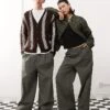 Reclaimed Vintage Unisex Baggy Trouser With Front Pleat Detail In Grey For Unisex Green -Closet Theory Her 207988352 1 green