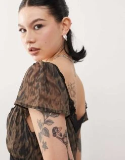 Reclaimed Vintage Animal Print Maxi Dress With Lace Trim For Women -Closet Theory Her 208016886 3