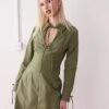 Reclaimed Vintage Mini Shirt Dress With Seam Detail In Green For Women -Closet Theory Her 208035024 1 green