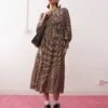 Reclaimed Vintage Maxi Smock Dress With Shirring In Brown Check For Women Multi -Closet Theory Her 208044113 1 multi