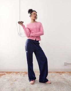 Reclaimed Vintage Ribbed Button Through Cardigan In Pink For Women -Closet Theory Her 208058657 4