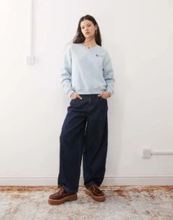 Reclaimed Vintage Neat Fit V-neck Sweatshirt In Blue For Women -Closet Theory Her 208065616 3