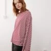 Reclaimed Vintage Long Sleeve Contrast Neck Tee In Fisherman Red Stripe For Women -Closet Theory Her 208082701 1 redstripe