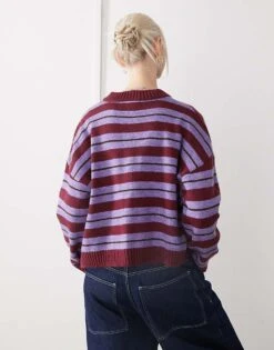 Reclaimed Vintage Boxy Cardigan In Multi Stripe For Women Mix Stripe -Closet Theory Her 208101901 4