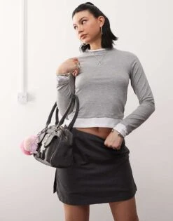 Reclaimed Vintage Mini Skort With Side Splits In Grey For Women Multi -Closet Theory Her 208106997 3