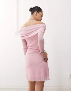 Reclaimed Vintage Bardot Jersey Mini Dress In Pink For Women -Closet Theory Her 208110350 4