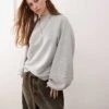 Reclaimed Vintage Funnel Neck Balloon Sleeve Jumper In Grey Marl For Women -Closet Theory Her 208110396 1 greymarl