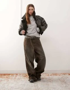 Reclaimed Vintage Funnel Neck Balloon Sleeve Jumper In Grey Marl For Women -Closet Theory Her 208110396 4