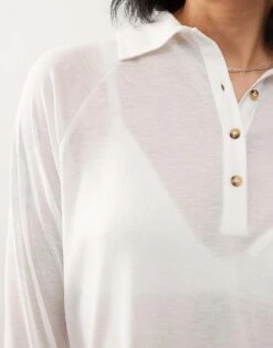 Reclaimed Vintage Soft Touch Relaxed Fit Polo Top In Cream For Women -Closet Theory Her 208120471 2