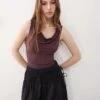 Reclaimed Vintage Slinky Cowl Neck Tank In Plum For Women -Closet Theory Her 208170689 1 plum