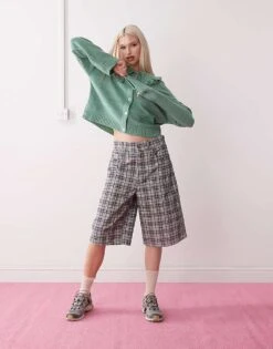 Reclaimed Vintage Frill Collar Detail Cardigan For Women Khaki -Closet Theory Her 208174351 3