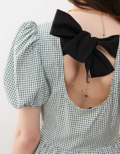 Reclaimed Vintage Midi Smock Dress With Bow Tie Back In Check For Women Multi -Closet Theory Her 208186106 3