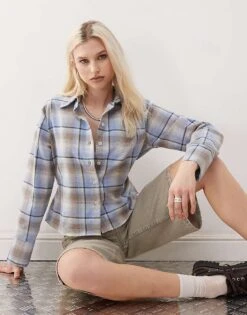 Reclaimed Vintage Cinched Waist Shirt With Tie Back In Check For Women Multi -Closet Theory Her 208199163 1 multi 1