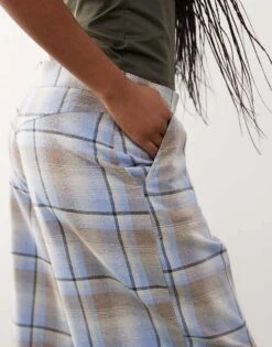 Reclaimed Vintage Wide Leg Trouser In Blue Check For Women Multi -Closet Theory Her 208199169 5