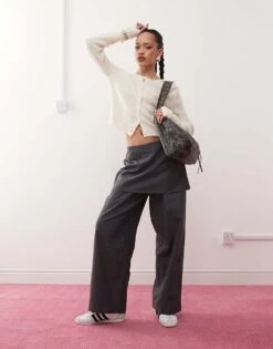 Reclaimed Vintage Mini Skirt Over Trousers In Grey For Women -Closet Theory Her 208200136 1 grey 1