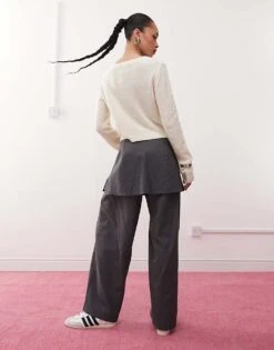 Reclaimed Vintage Mini Skirt Over Trousers In Grey For Women -Closet Theory Her 208200136 4