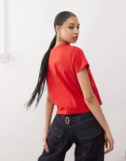 Reclaimed Vintage Slim Fit T-shirt In Cherry Red For Women -Closet Theory Her 208200198 4