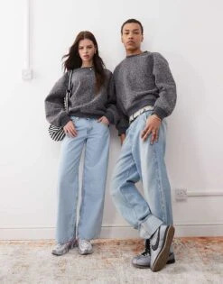 Reclaimed Vintage Unisex Textured Sweatshirt In Charcoal For Unisex -Closet Theory Her 208200661 3