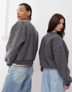 Reclaimed Vintage Unisex Textured Sweatshirt In Charcoal For Unisex -Closet Theory Her 208200661 4