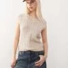 Reclaimed Vintage Fisherman Cable Tank In Oatmeal For Women -Closet Theory Her 208210434 1 oatmeal