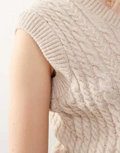 Reclaimed Vintage Fisherman Cable Tank In Oatmeal For Women -Closet Theory Her 208210434 3