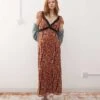 Reclaimed Vintage Lace Mix Maxi Dress In Deer Print For Women Brown -Closet Theory Her 208212690 1 brown