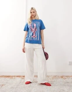 Reclaimed Vintage Lobster Print Oversized T-shirt In Blue For Women -Closet Theory Her 208212698 2