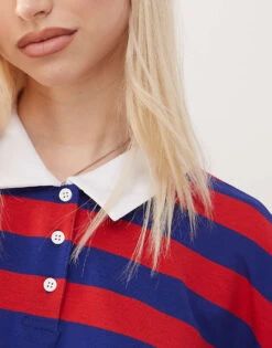 Reclaimed Vintage Polo Collar Mini Dress In Stripe For Women Navy -Closet Theory Her 208220471 2