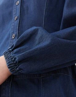 Reclaimed Vintage Mini Denim Shirt Dress With Peter Pan Collar In Indigo Rinse Wash For Women Blue -Closet Theory Her 208231276 3