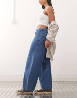 Reclaimed Vintage Barrel Leg Denim Jean In Mid Blue Wash For Women -Closet Theory Her 208231304 3