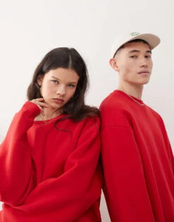 Reclaimed Vintage Unisex Boxy Jumper In Cherry Red For Unisex