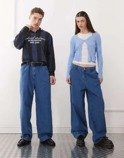 Reclaimed Vintage Unisex Relaxed Wide Leg Jeans In Blue For Unisex -Closet Theory Her 208232244 1 blue 1