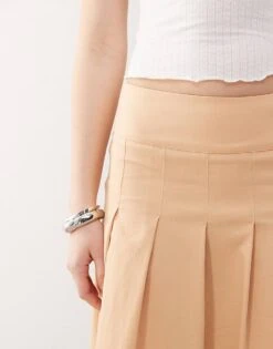 Reclaimed Vintage Midi Kilt Skirt In Butter Yellow For Women Sand -Closet Theory Her 208234850 5