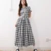 Reclaimed Vintage Midi Dress With Tie Front Detail In Check For Women Multi -Closet Theory Her 208234881 1 multi
